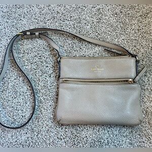 Kate Spade Crossbody Purse - Soft Pebbled Leather - Taupe/Grey